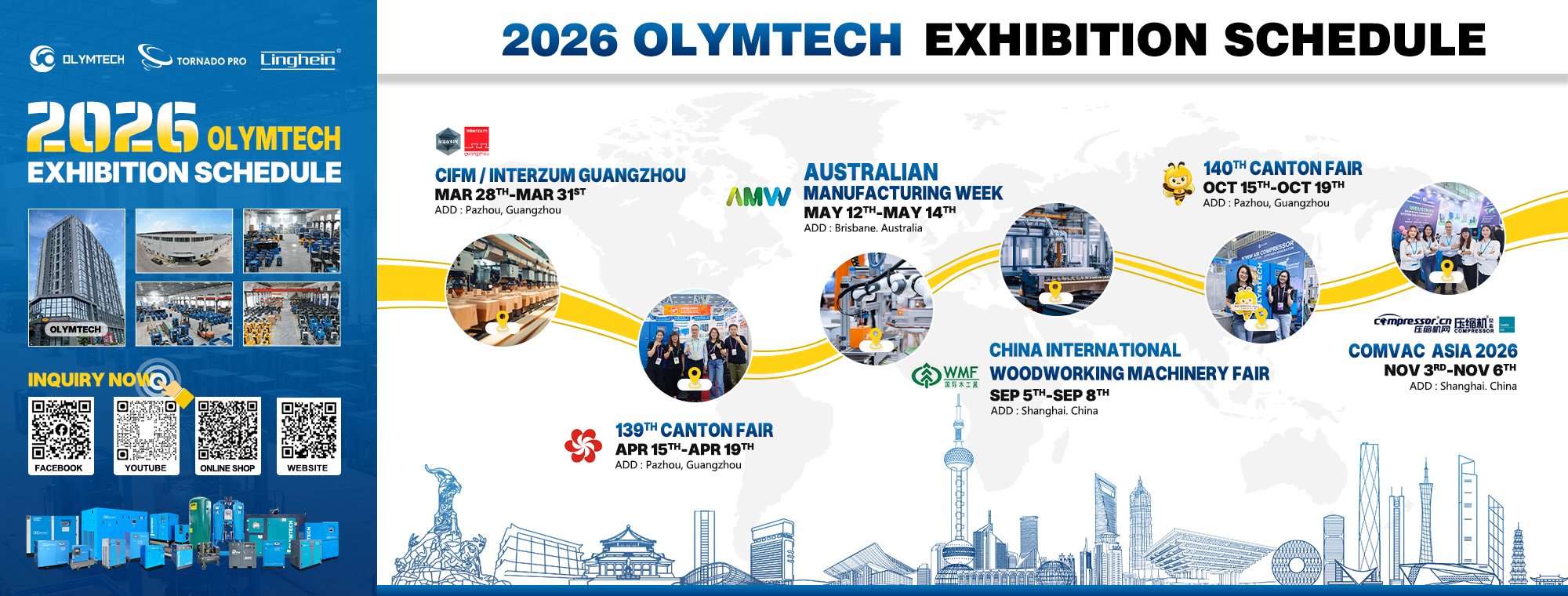 OLYMTECH 2026 Global Exhibition Schedule: Leading Innovation in Screw Air Compressors